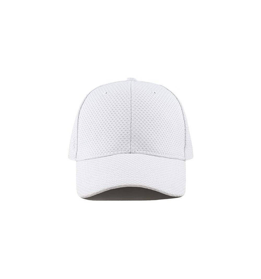 Baseball Caps Men's Curved Brim Stretch Fit Mesh 6 Panel Fitted Baseball Cap - White - CE18I8WOUHC $13.04