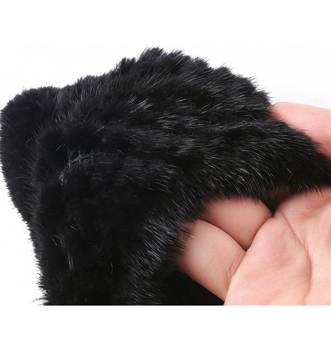 Cold Weather Headbands Womens Winter Headbands Real Knitted Mink Fur Earmuff Hat Strong Elasticity - Brown - C3128R350FX $33.32