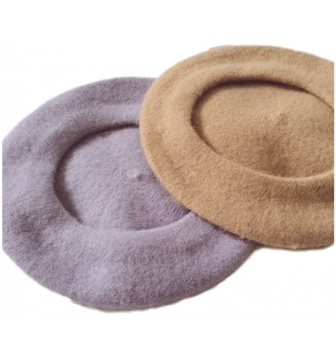 Berets Beret Hat for Women Gril Winter Hats Wool Classic Vintage Beanie Cap - Camel - CN187AWU6E3 $11.13