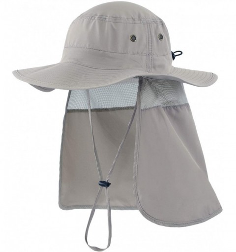 Sun Hats Mens Sun Hat with Neck Flap Quick Dry UV Protection Caps Fishing Hat - Ash Grey - CD199UWT6W0 $33.73