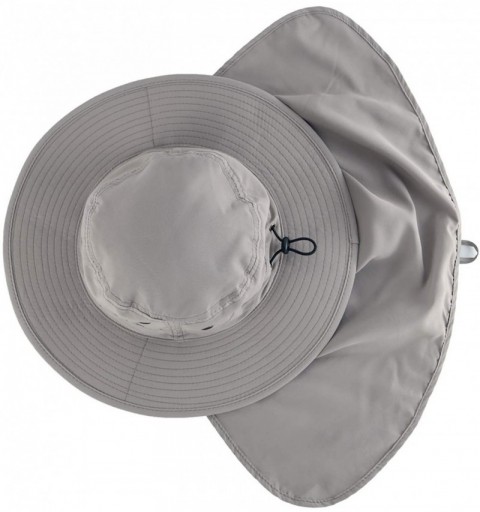 Sun Hats Mens Sun Hat with Neck Flap Quick Dry UV Protection Caps Fishing Hat - Ash Grey - CD199UWT6W0 $15.54
