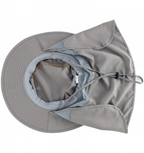 Sun Hats Mens Sun Hat with Neck Flap Quick Dry UV Protection Caps Fishing Hat - Ash Grey - CD199UWT6W0 $15.54