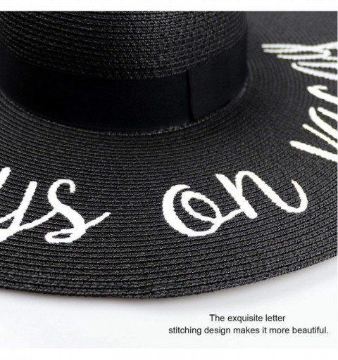 Sun Hats Womens Bowknot Straw Hat Foldable Beach Sun Hat Roll up UPF 50+ - Ae Always on Vacay - Black - CS18TR97M3O $16.80