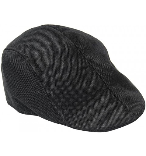 Newsboy Caps Men's Herringbone Tweed Newsboy Cabbie Flat Driving Hat Golf Cap - Black & Gray - CG17XSO57CQ $12.28