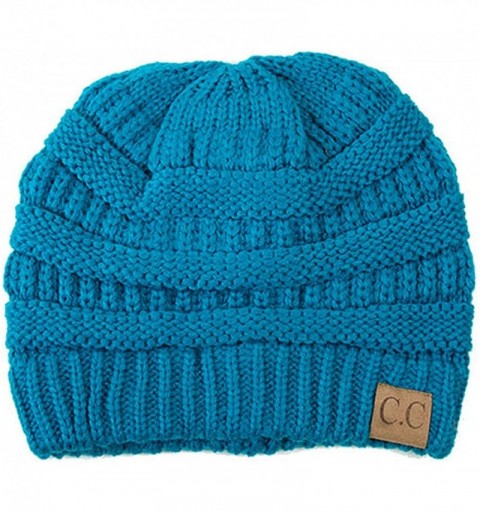 Skullies & Beanies Trendy Warm Chunky Soft Stretch Cable Knit Beanie Skull Cap Hat - Teal - CP185R3T3CC $8.40