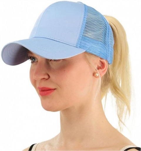 Baseball Caps 2018 New Ponytail Baseball Cap Women Messy Bun Tennis Hat Adjustable Mesh Snapback - Brown - CV18CK7N2XD $10.41