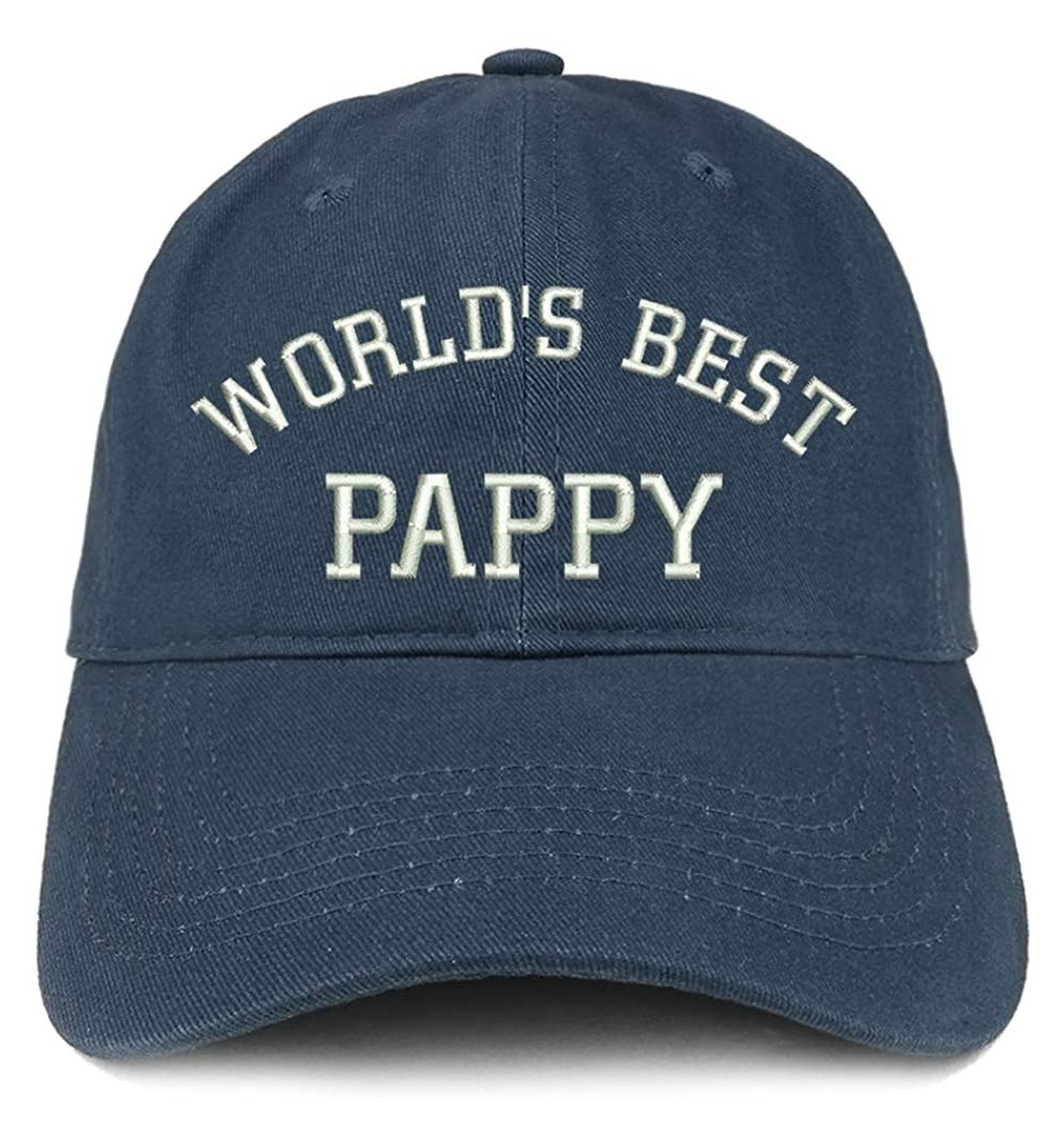 Baseball Caps World's Best Pappy Embroidered Soft Crown 100% Brushed Cotton Cap - Navy - CO17Z2TOZ8X $20.69