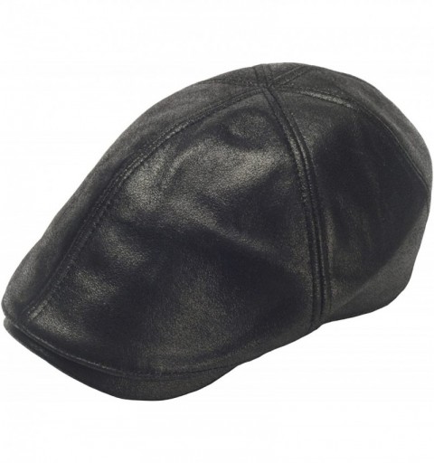 Baseball Caps Men Big Plus Size Plain Faux Leather XL XXL Newsboy Cap Flat Gatsby Dad Hat - Black - C61895CTN8Q $22.47