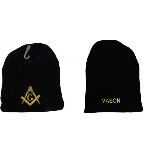Skullies & Beanies 8" Mason Masonic Lodge Letters Black Embroidered Beanie Skull Cap Hat (RAM) - CQ18DLL40OA $9.10