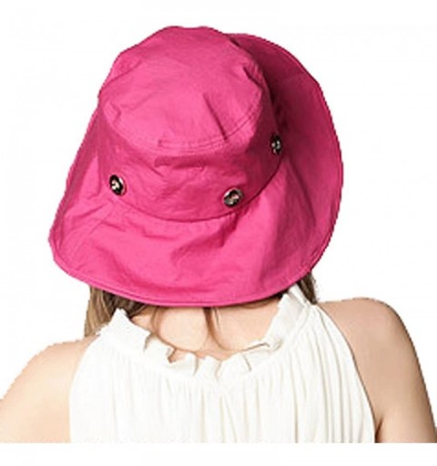 Sun Hats Women Large Wide Brim 2in1 Floppy Travel Beach Sun Visor Bucket UPF 50+ Hat Cap - Fuchsia- Flowers - CM12HXPYQFL $15.49