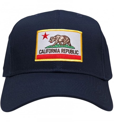 Baseball Caps California Republic Embroidered Iron On Patch Gold Border Snapback Baseball Cap - Navy - CG12LZNATQ1 $11.76