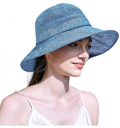 Bucket Hats Packable Sun Hats for Women with UV Protection Stylish Floppy Travel Hat - A-blue - CE18R54GW92 $9.45