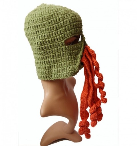 Skullies & Beanies Crochet Octopus Tentacle Beanie Hat Squid Cover Cap Knitted Beard Caps - Army Green With Orange(style 2) -...