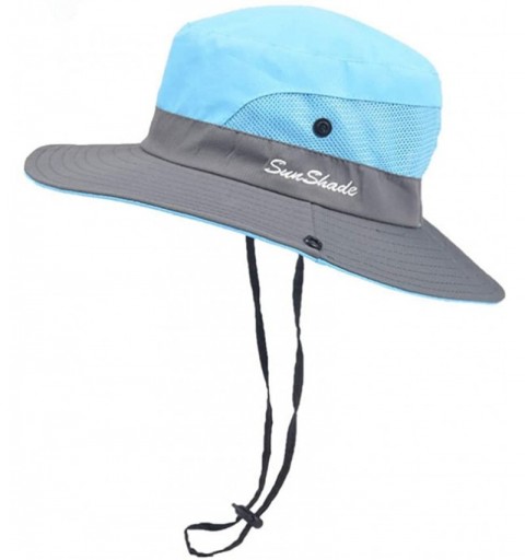 Sun Hats Women's Outdoor UV Protection Foldable Mesh Wide Brim Beach Fishing Hat - Light Blue for Kid - CS18STI7RD8 $16.02