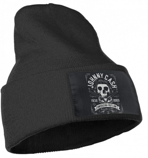 Skullies & Beanies Mens & Womens Johnny Cash Skull Beanie Hats Winter Knitted Caps Soft Warm Ski Hat Black - Black - C718ZDR7...