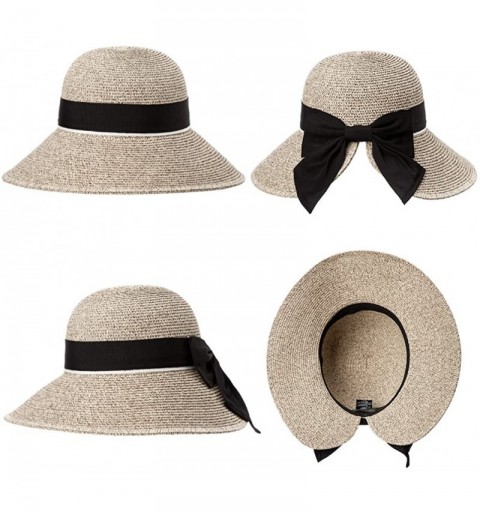 Sun Hats Womens UPF 50 Straw Sun Hat Floppy Wide Brim Fashion Beach Accessories Packable & Adjustable - 89015coffee - CI18W7I...
