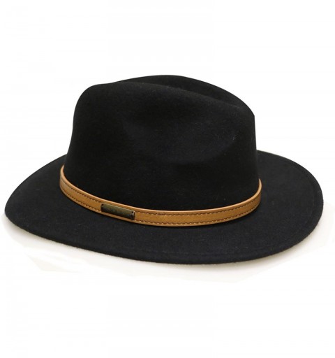 Fedoras Pmw90 Belt Wool Felt Fedora Hat - Black - CC1283UZA81 $19.67