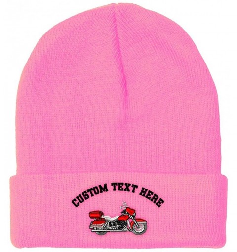 Skullies & Beanies Custom Beanie for Men & Women Motorcycle Embroidery Acrylic Skull Cap Hat - Soft Pink - CN18ZS3XH9D $13.51