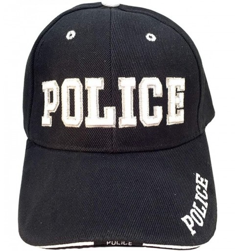 Baseball Caps Police Law Enforcement Officer Gear Uniform Baseball Cap Hat - Black With White Trim - CP18ODC3MSK $10.55