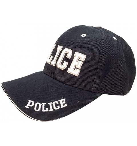 Baseball Caps Police Law Enforcement Officer Gear Uniform Baseball Cap Hat - Black With White Trim - CP18ODC3MSK $10.55