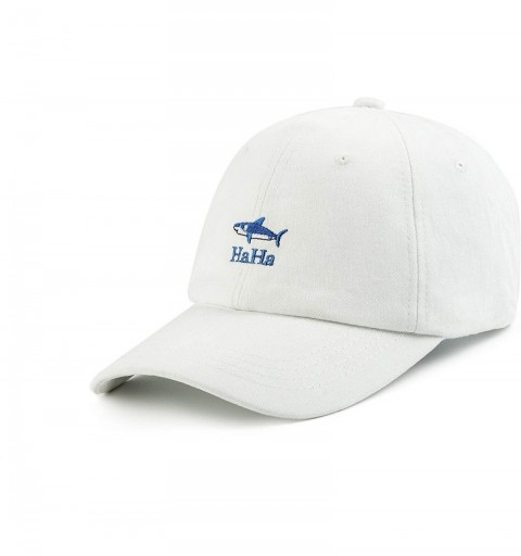 Baseball Caps Men and Women Baseball Caps Cotton Embroidered Shark Digital Logo Soft Adjustable Dad Hat - White - CZ1943SSX78...