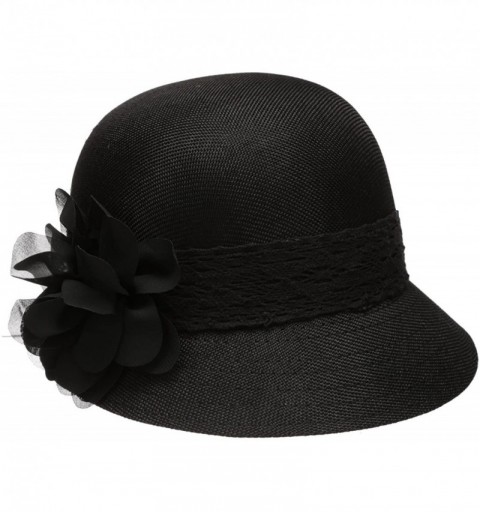 Bucket Hats Women's Gatsby Linen Cloche Hat With Lace Band and Flower - Black - C612ER398Q9 $19.20