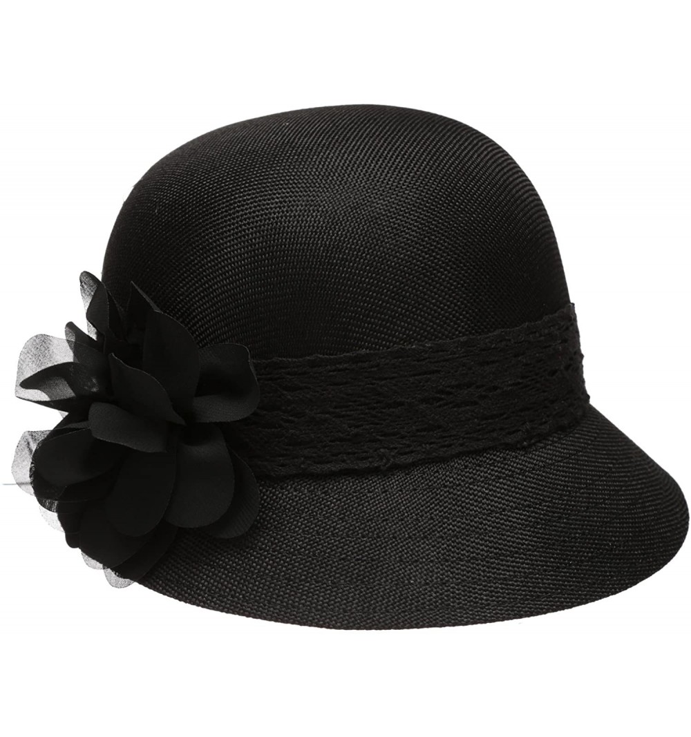 Bucket Hats Women's Gatsby Linen Cloche Hat With Lace Band and Flower - Black - C612ER398Q9 $19.20