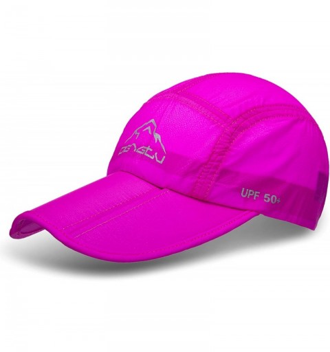 Sun Hats UPF50+ Protect Sun Hat Unisex Outdoor Quick Dry Collapsible Portable Cap - B1-rose Red - CG183GTCYDQ $31.21