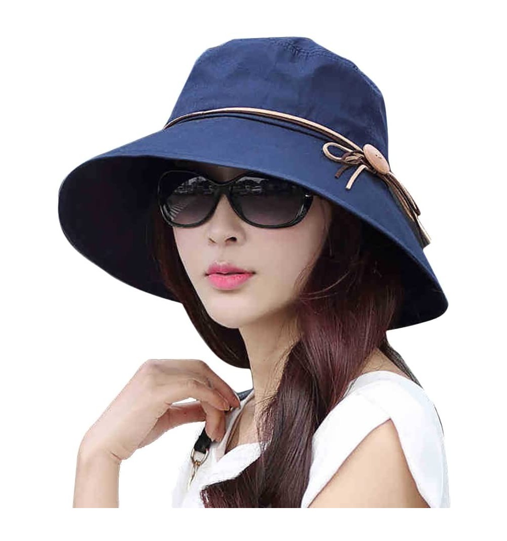Sun Hats Sun Summer Hat Wide Brim for Women Foldable UPF 50+ Beach Cap 56-58cm - Blue - Blue - C81825S4Z9H $27.60