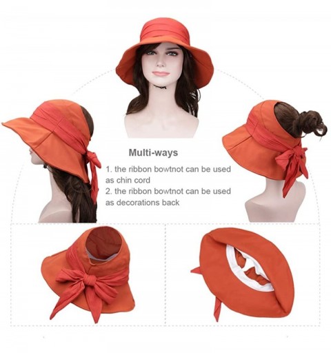 Sun Hats Summer Cotton Sun Hat Visor Women Girls Fishing Cap Floppy Beach Sun Hat Cycling with Ponytail Bowknot - CG18T0SC59D...