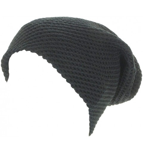 Skullies & Beanies Unisex Double Layer Winter Soft Knit Long Slouchy Beanie Skull Hat Cap - Black - CG11R9K0GFP $12.02