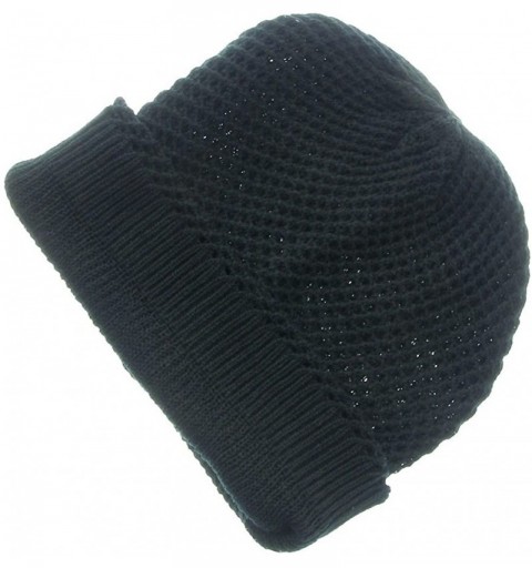 Skullies & Beanies Unisex Double Layer Winter Soft Knit Long Slouchy Beanie Skull Hat Cap - Black - CG11R9K0GFP $12.02