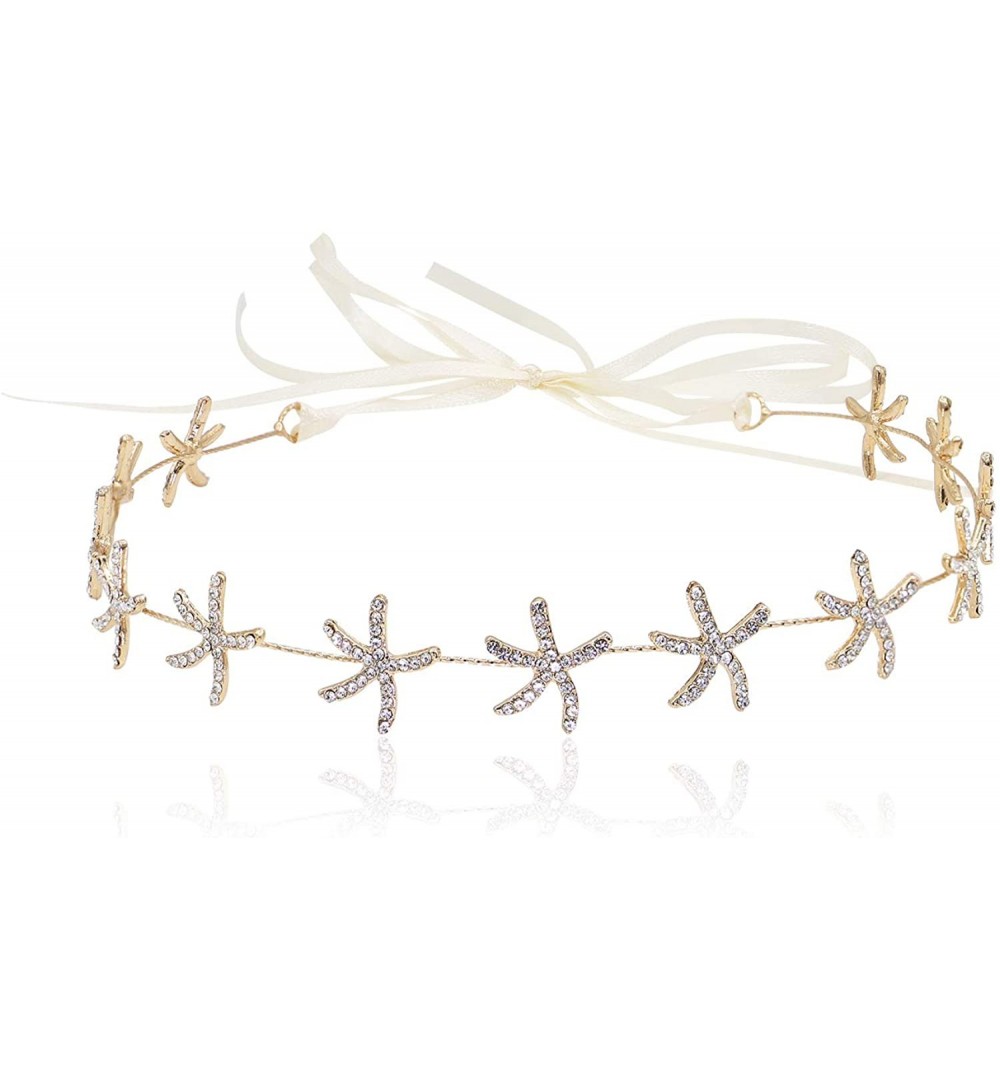 Headbands Women's Girl's Starfish Handband Gold Crystal Jewelry Crown Bridal Wedding Hair Accessories - Gold - CF18X4WA2TU $1...