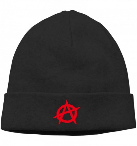 Fedoras Anarchy Flag Beanie Cap Soft Fashion Warm Hat Hedging Caps Wool Cap for Men and Women - Black - C218A8N3RGH $12.22