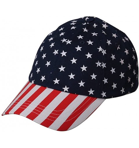Baseball Caps Flag Caps-Navy Red Pinstripe - C3111743ULB $11.32