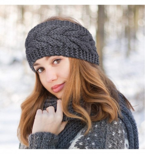 Cold Weather Headbands Headbands Knitted Warmers Suitable - Dark Gray - CZ18M5R9SSU $12.45
