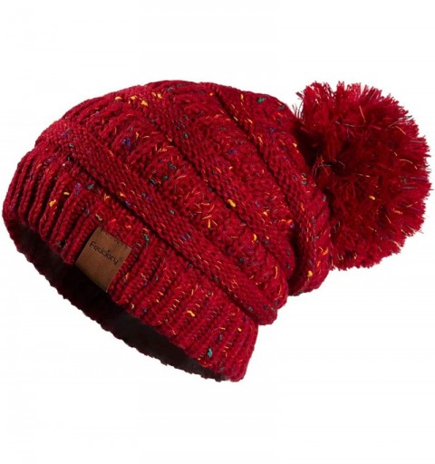 Skullies & Beanies Womens Winter Slouchy Beanie Hat- Knit Warm Fleece Lined Thick Thermal Soft Ski Cap with Pom Pom - CK18XCZ...