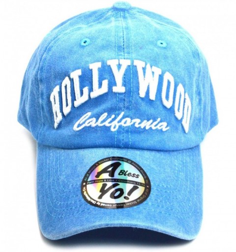 Baseball Caps AblessYo Hollywood California Baseball Golf Polo Style Hat Unisex Cotton Cap AYO6058 (Blue)- Medium - CH18LO6YY...