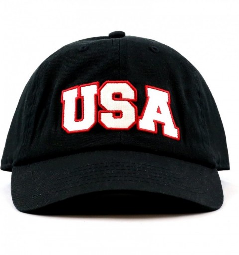Baseball Caps USA Flag Embroidery Premium Soft 100% Cotton Low Profile Adjustable Baseball Dad Cap - Usa-black - CZ126DAT4SZ ...