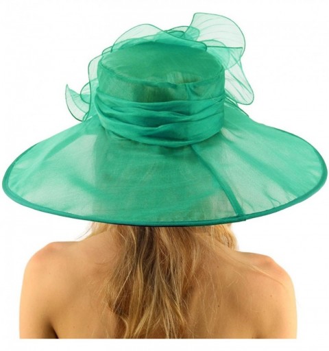 Sun Hats Splendid Edwardian Ruffle Floral Organza Derby Floppy Wide 7" Dress Hat - Mint - C817X3MH6EA $41.38