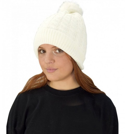 Skullies & Beanies Oversize Cute Beanie Hat Cap Warm Hand Knit Pom Pom Double Layer Thick Winter Ski Snowboard Hat - Cream 18...