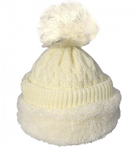 Skullies & Beanies Oversize Cute Beanie Hat Cap Warm Hand Knit Pom Pom Double Layer Thick Winter Ski Snowboard Hat - Cream 18...