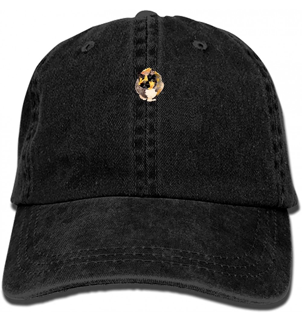 Cowboy Hats Rino Mode Vintage Adjustable Jean Cap Gym Caps for Adult - Watercolor Kitty6 - CJ18RWQGWYW $16.29