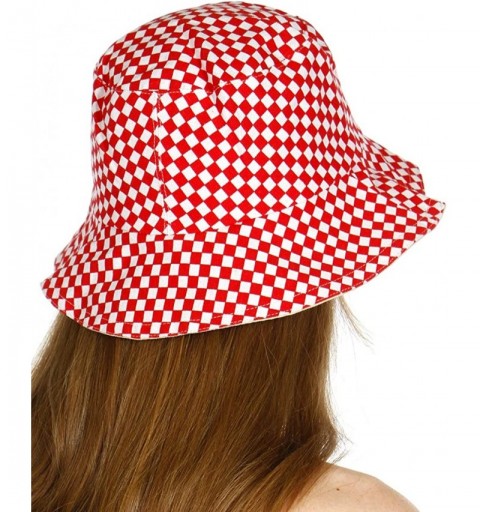 Bucket Hats Bucket Hats for Women- Cotton Packable Plain Cap- Travel Outdoor - Red 2 - CA18W3CLX3E $9.95