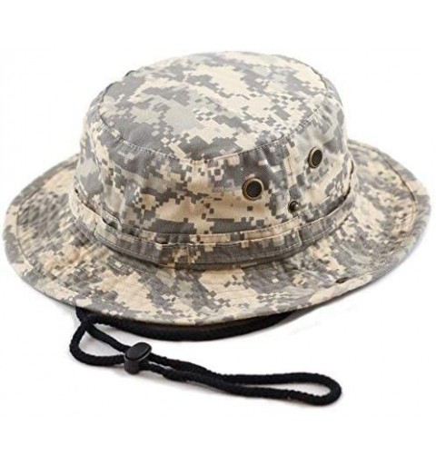 Sun Hats 100% Cotton Stone-Washed Safari Wide Brim Foldable Double-Sided Sun Boonie Bucket Hat - Grey Digital Camo - C112NZ8Q...