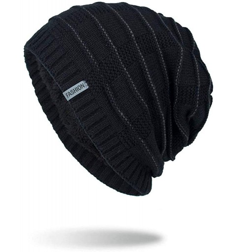 Skullies & Beanies Beanie Hat for Men Women Winter Warm Knit Slouchy Thick Skull Cap Casual Down Headgear Earmuffs Hat - CK18...