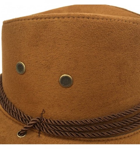 Cowboy Hats Men's Outback Faux Felt Wide Brim Western Cowboy Hat - Brown - CF18DERZ8MO $13.90