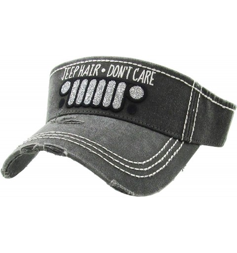 Visors Womens Baseball Cap Sun Visor High Ponytail Bun Adjustable Vintage Distressed Athletic Hat - CJ18QWLT00R $23.50
