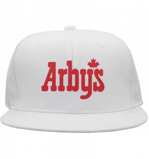Baseball Caps One Size Arby's-Logo- Printing Fitted Flat Brim Snapback Cap for Men - White-3 - CS18QKOTS0H $17.18