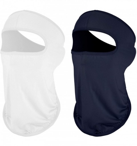 Balaclavas 2 Pieces Balaclava Scarf Windproof Face Cover UV Protection Neck Gaiter - White- Navy Blue - CY18LKZ2ELE $14.93